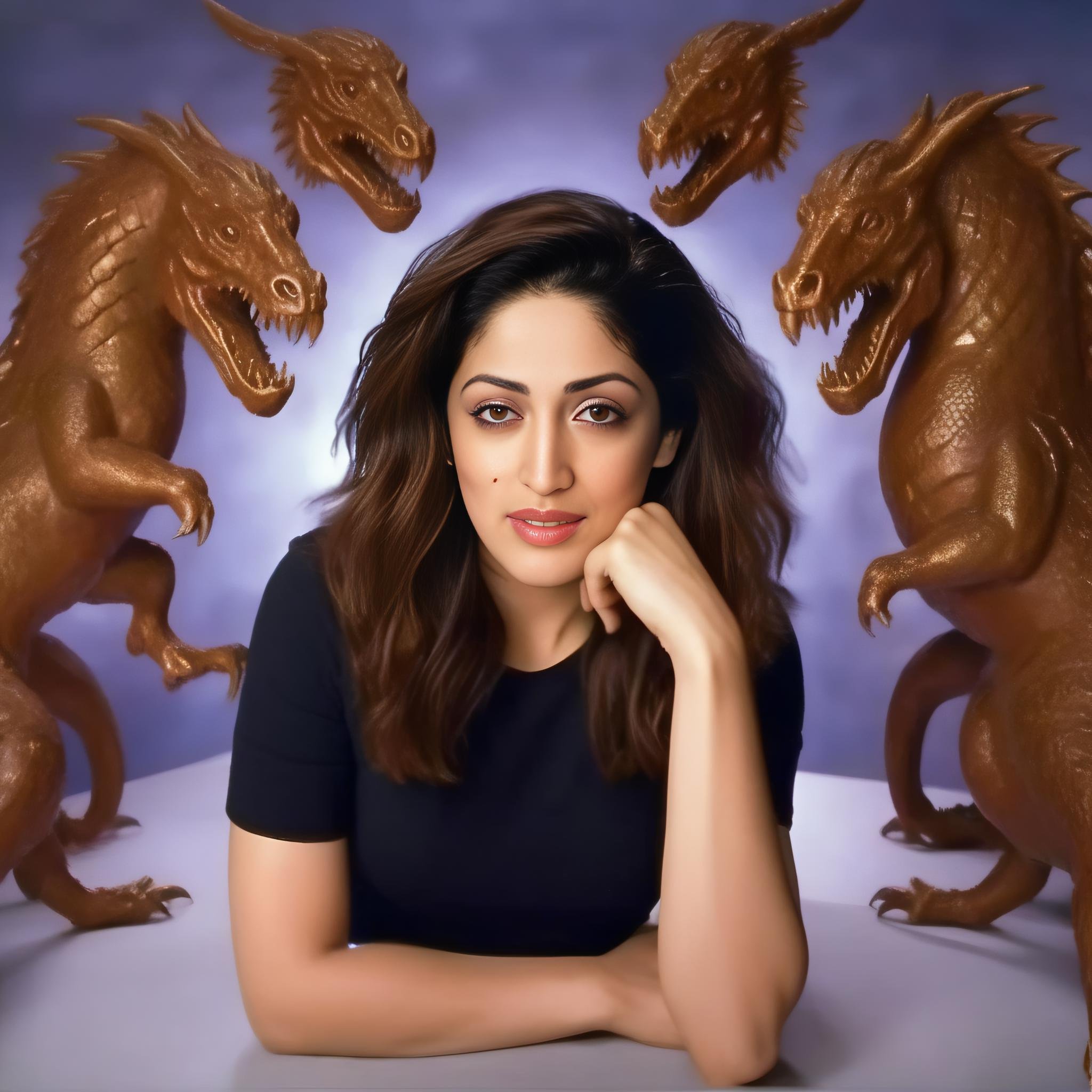 YamiGautam, (art by Mary Beale:0.8) , photograph, Girl surrounded by Hickorys, Dragonpunk, Phase One XF IQ4 150MP, Selective focus, Kodachrome,  <lora:YamiGautamSDXL:1>