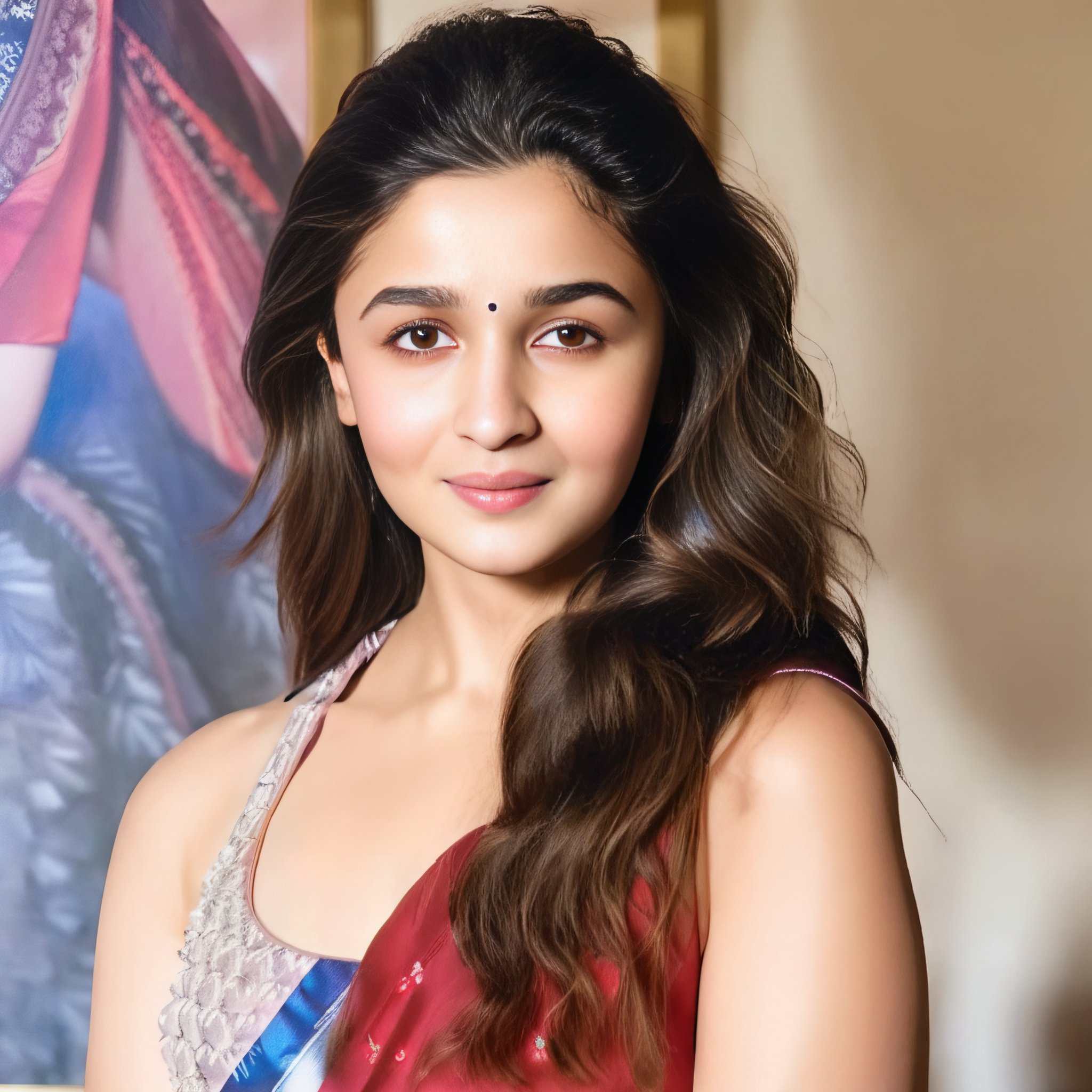 AliaBhatt,<lora:AliaBhattSDXL:1> A photograph capturing the essence of a female portrait with exquisite realism and intricate details, evoking a sense of serenity and gentle hues.