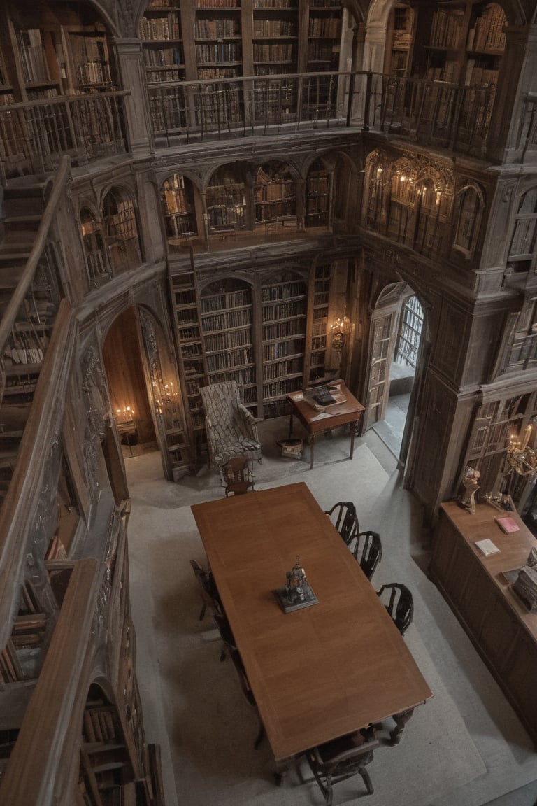 highly detailed 2 storey 18th century library,  from above,<lora:EMS-79948-EMS:1.000000>