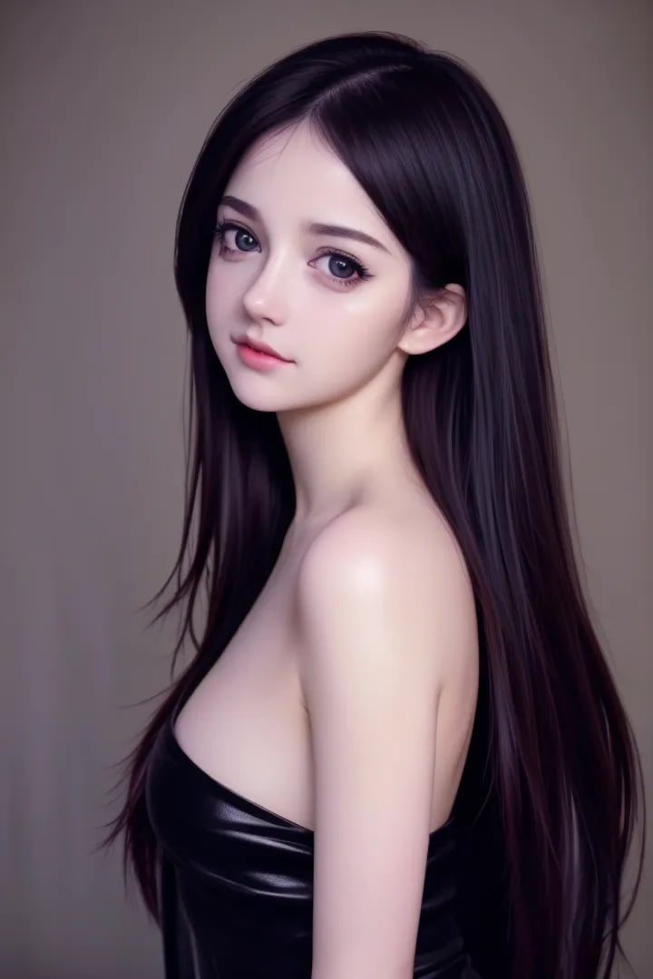 (8k, best quality, masterpiece:1.2),(best quality:1.0), (ultra highres:1.0), a beautiful girl, topless, big eyes, by agnes cecile, from head to waist, extremely luminous bright design, autumn lights, long black shiny hair, black dark background,  <lora:mini_20:1> <lora:alcm:1> <lora:lora_perfecteyes_v1_from_v1_160:0.6>