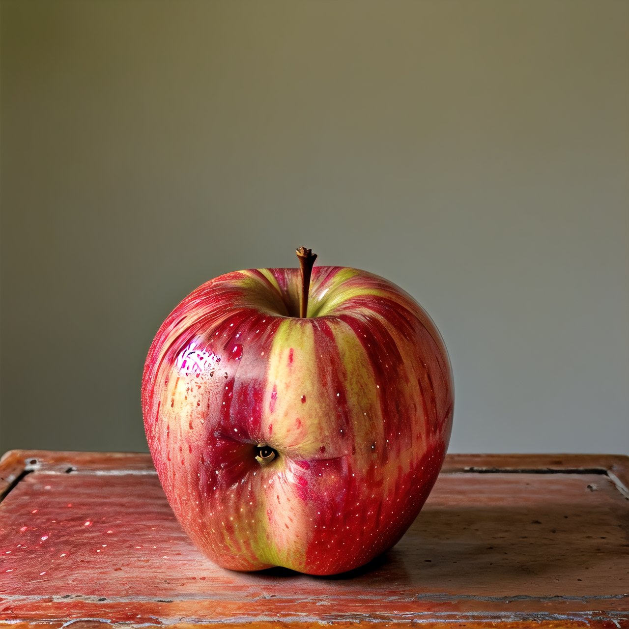 red apple in table