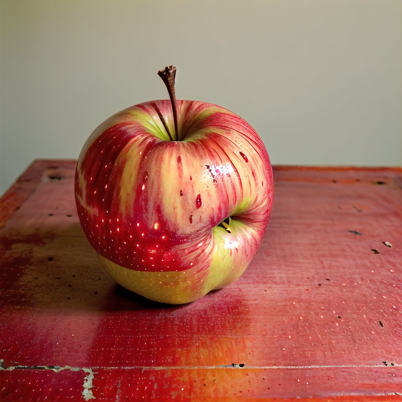 red apple in table