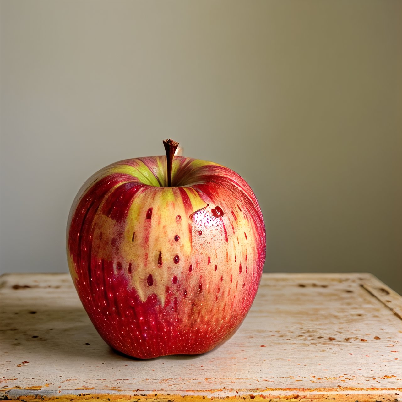 red apple in table