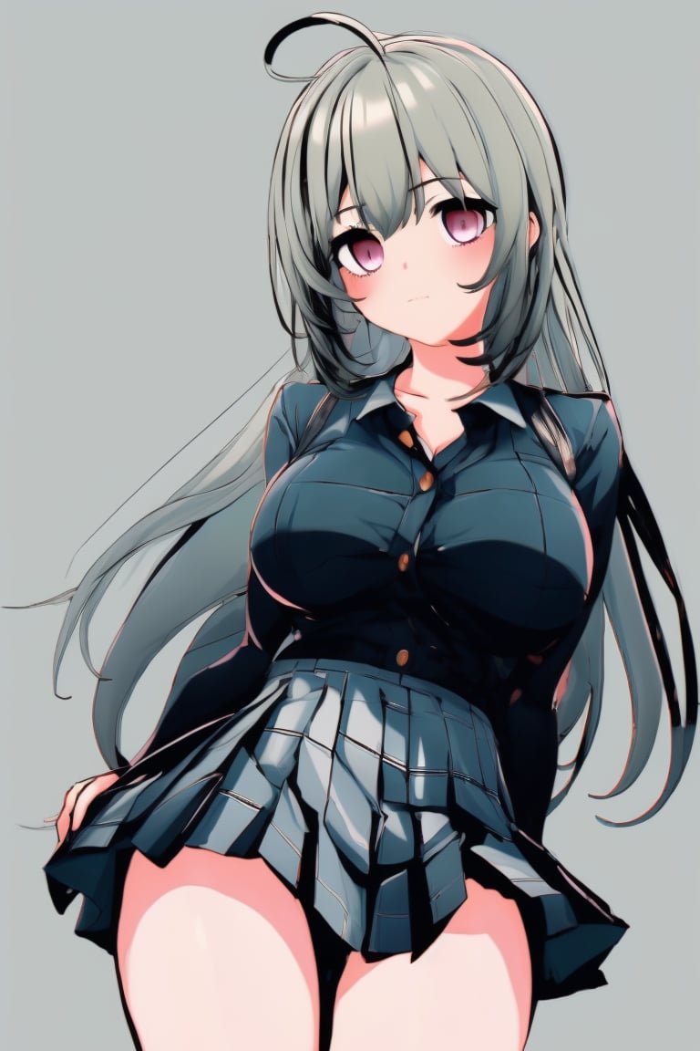 "1 girl, Anime-inspired scenes, adorable girls, attractive high school girls, (kawaii style), playful chases, whimsical artwork, (seductive expressions), bright colors, upskirts, light grey hair, light green hair, (((dark circles under the eyes))), purple eye, ahoge, Stinking eyes, long hair, BIG BREASTS, black blazer, white blouse, plaid pleated skirt.''
BREAK, masterpiece, highest quality, cute illustrations, 1girl,perfect,hand,fingers,masterpiece,best quality, nsfw,Prison,1 girl,midjourney