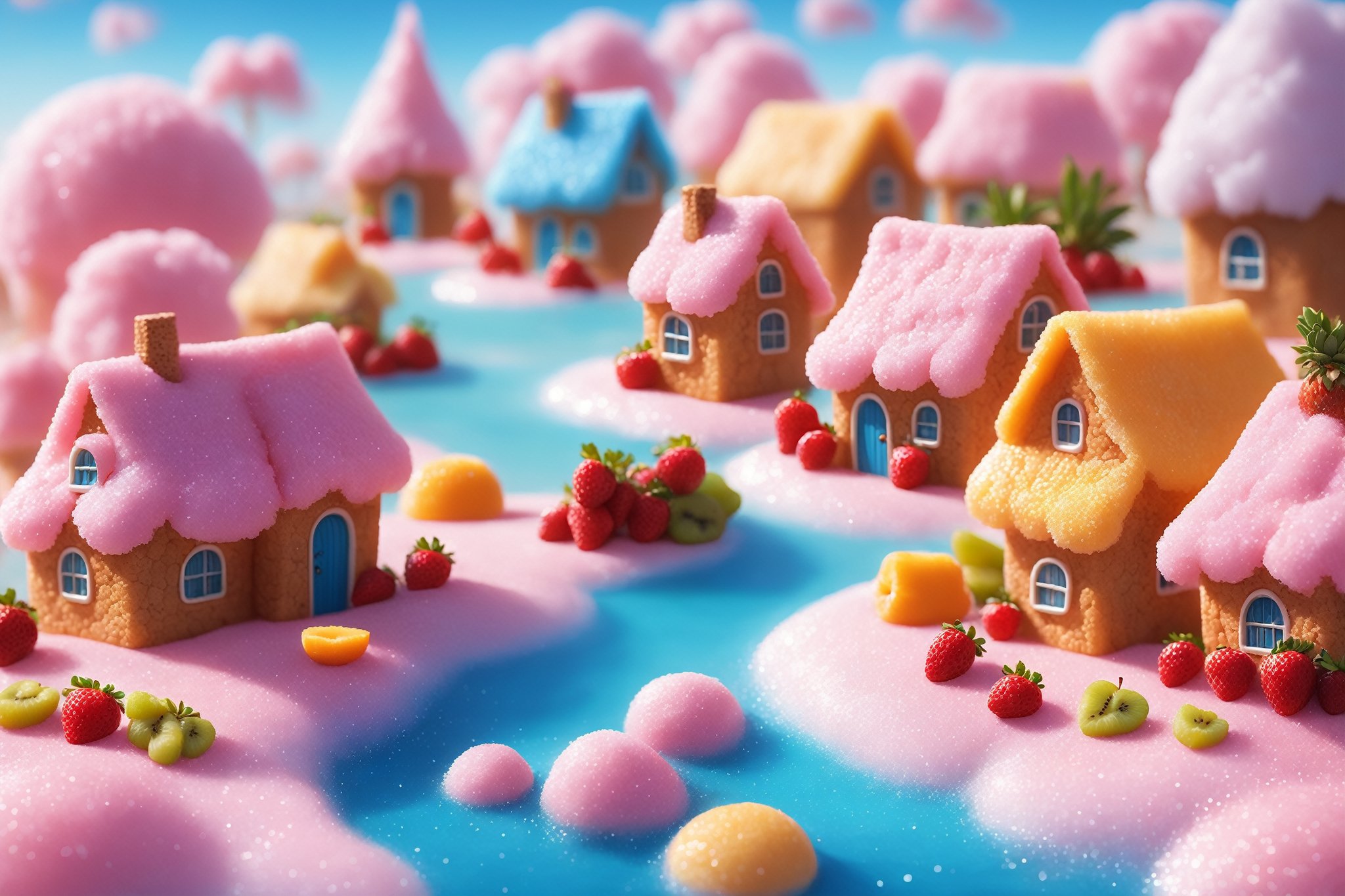 (Masterpiece,  best quality:1.3),  highly detailed,  fantasy,  ,  8k,  tilt shift,  sweetscape,  dynamic,  cinematic,  ultra-detailed,  stunning portrait candy village,  sweets,  fantasy,  gorgeous,  digital illustration,  beautiful composition,  intricate details,  highly detailed,  volumetric,  tropical beach,  seaside,  fruit,  cotton candy,  sky,  grass,  cloud,  cookie,  sugar,  dramatic lighting,  beautiful,  drip,  sparkle,  rounded corners,  food,  cute,  glitter,  bubble,  see-through,  transparent,  scenery,  (no humans),  shimmer,  drizzle,  beautiful,  (shiny:1.2),  various colors,  bloom:0.4,  extremely detailed,  gradients), more detail XL, sweetscape,<lora:EMS-61413-EMS:0.200000>,<lora:EMS-169676-EMS:0.800000>