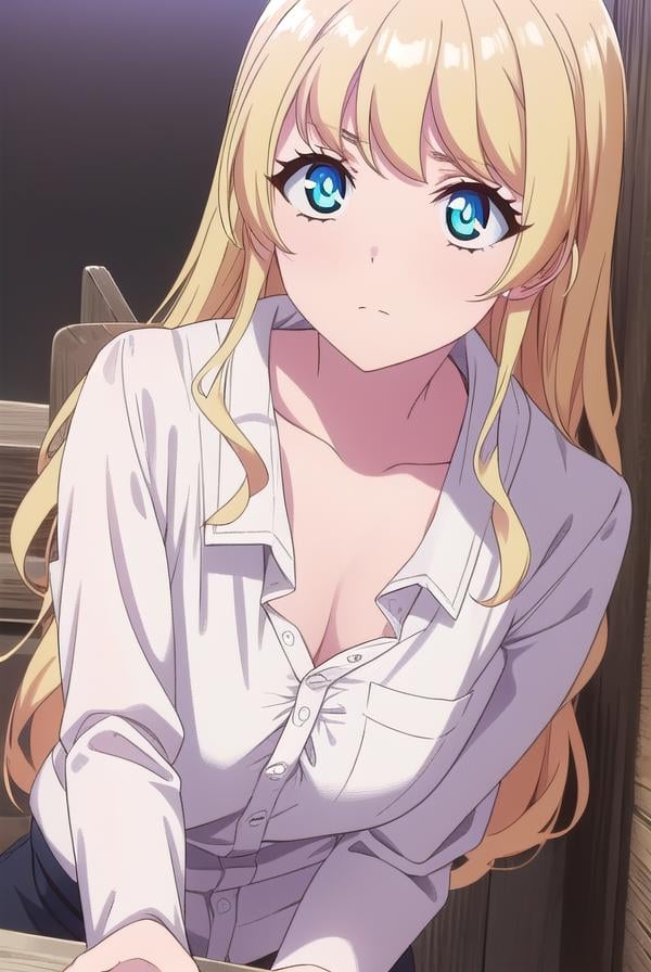 hinatatachibana, <lyco:hinatatachibana-lyco-nochekaiser:1>,hinata tachibana, long hair, blue eyes, blonde hair,BREAK shirt, collarbone, white shirt, collared shirt,BREAK looking at viewer,BREAK outdoors,BREAK <lora:GoodHands-vanilla:1>, (masterpiece:1.2), best quality, high resolution, unity 8k wallpaper, (illustration:0.8), (beautiful detailed eyes:1.6), extremely detailed face, perfect lighting, extremely detailed CG, (perfect hands, perfect anatomy),