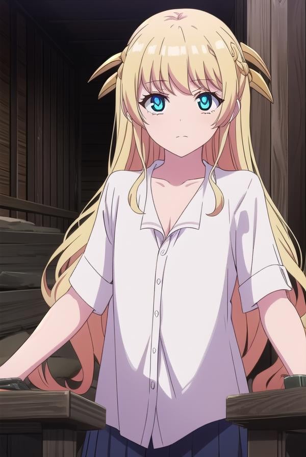 hinatatachibana, <lyco:hinatatachibana-lyco-nochekaiser:1>,hinata tachibana, long hair, blue eyes, blonde hair,BREAK shirt, collarbone, white shirt, collared shirt,BREAK looking at viewer,BREAK outdoors,BREAK <lora:GoodHands-vanilla:1>, (masterpiece:1.2), best quality, high resolution, unity 8k wallpaper, (illustration:0.8), (beautiful detailed eyes:1.6), extremely detailed face, perfect lighting, extremely detailed CG, (perfect hands, perfect anatomy),