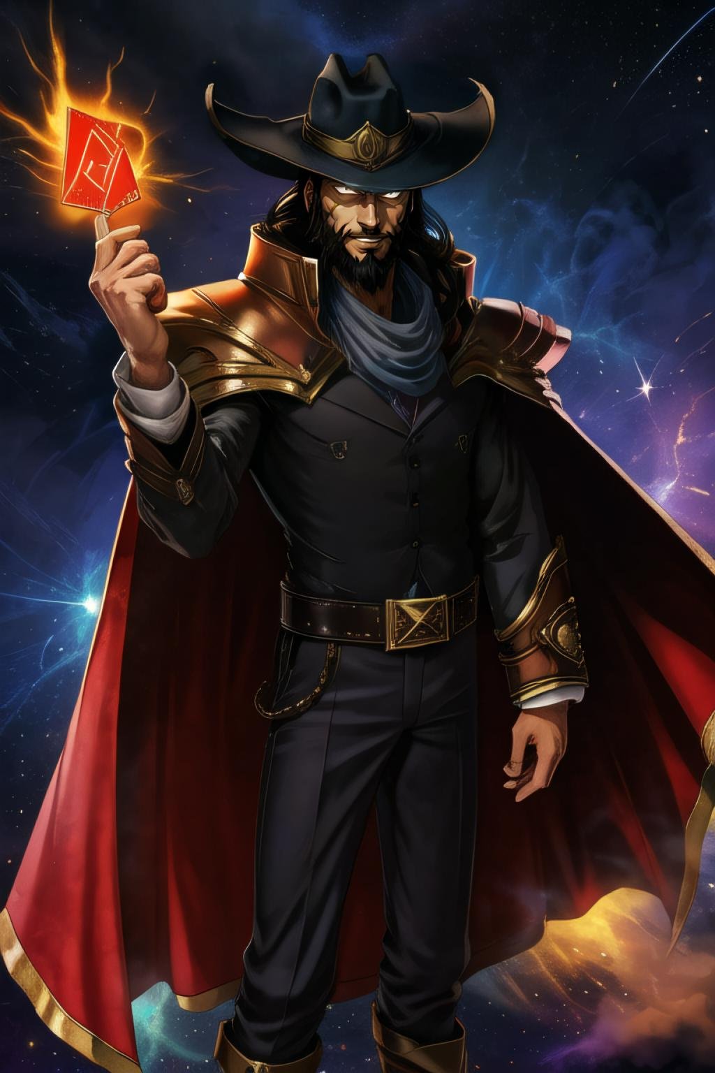 1boy, face, twisted fate, facial hair, smirk, best quality,  <lora:twistedfate:0.7>