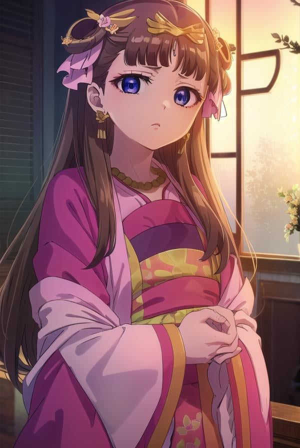 lishu, <lora:lishu s1-lora-nochekaiser:1>,lishu, long hair, brown hair, hair ornament, (purple eyes:1.1), tiara,BREAK jewelry, earrings, necklace, chinese clothes, hanfu,BREAK indoors,BREAK looking at viewer, (cowboy shot:1.5),BREAK <lyco:GoodHands-beta2:1>, (masterpiece:1.2), best quality, high resolution, unity 8k wallpaper, (illustration:0.8), (beautiful detailed eyes:1.6), extremely detailed face, perfect lighting, extremely detailed CG, (perfect hands, perfect anatomy),