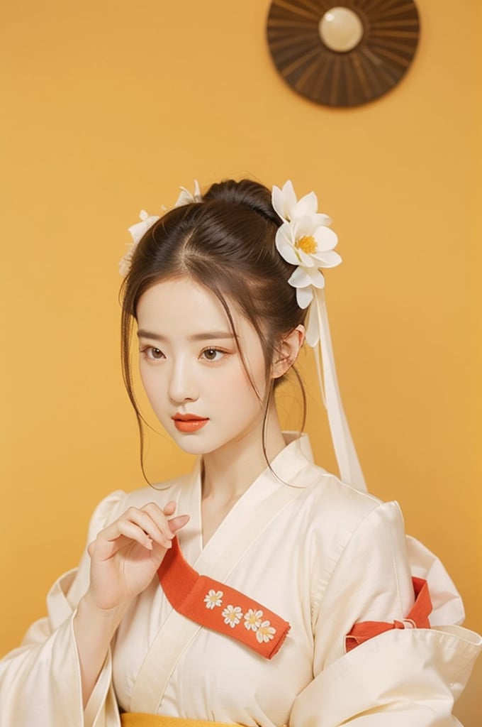  breathtaking 1girl,solo,flower,hair bun,hanfu, award-winning,professional,highly detailed,