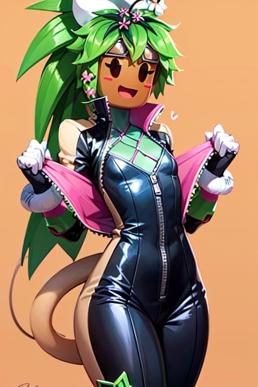 kanna blaster master, flora fauna, female, (flat chest, fully clothed)