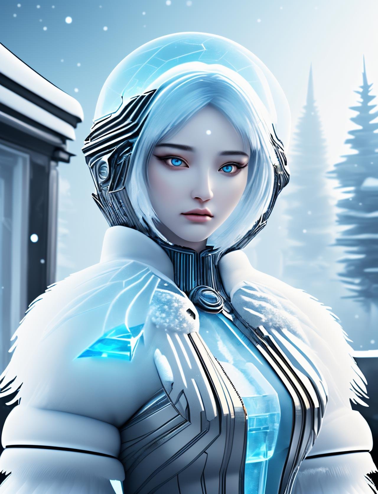 hyper detailed masterpiece, dynamic realistic digital art, awesome quality,DonMFr0stP4nk female fluffy moly, ,snow, ice  <lora:DonMFr0stP4nk-000006:1>