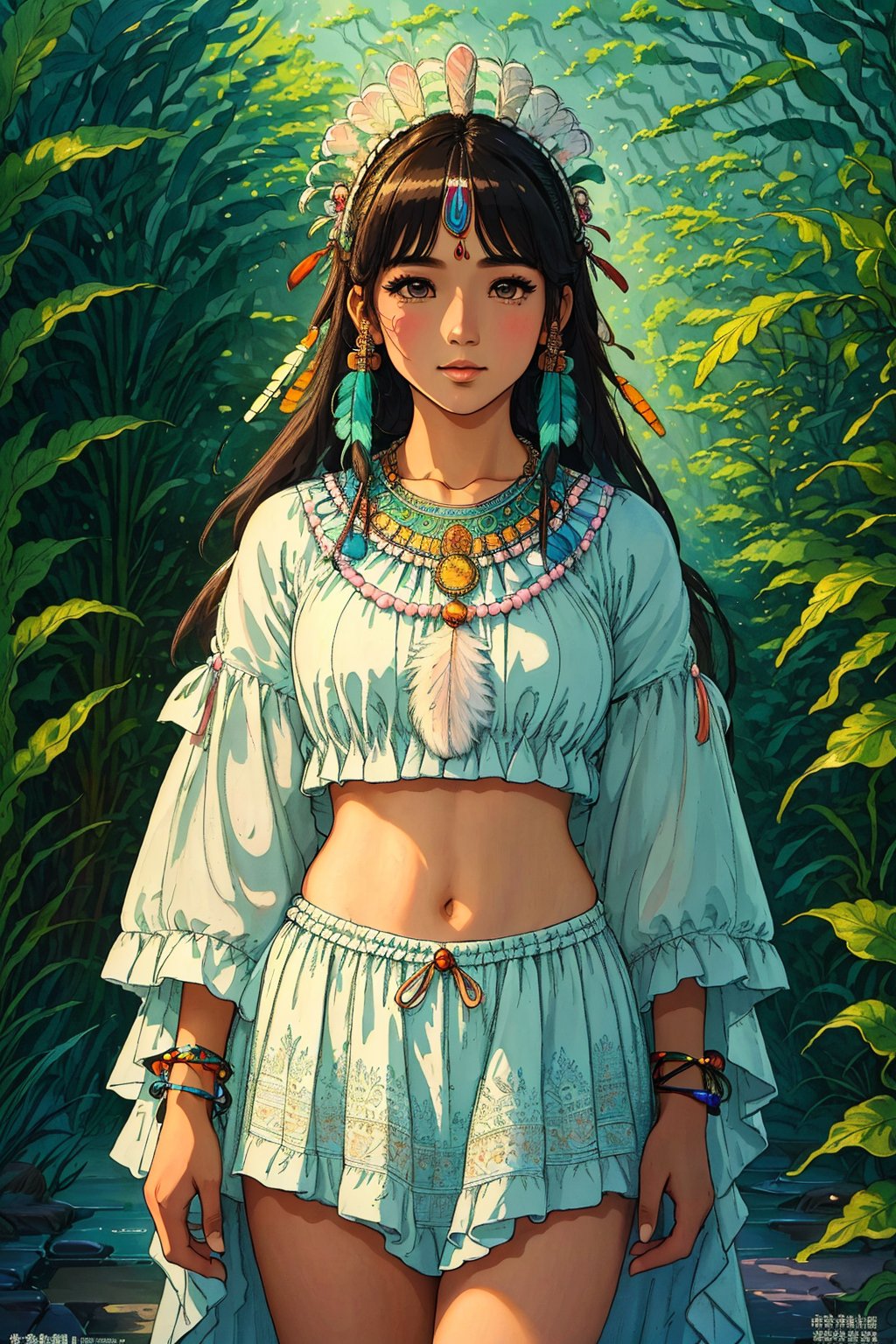 我的文件助手 16:17:37
(((best quality))),(((highly detailed))),(((masterpiece))),(((ultra-detailed))),(((illustration))),(((extremely detailed))),((exciting)), Native Indian, 1 Indian girl, whole body, (((Indian feather headdress))), Indian necklace, delicate and beautiful face, graffiti on the face, beautiful eyes, watercolor, splash ink, brown crystal eyes, highlight, tropical plants, macaws, highlight, rich pictures, ultra clear, perfect, high-definition,8k

我的文件助手 16:17:39
(((best quality))),(((highly detailed))),(((masterpiece))),(((ultra-detailed))),(((illustration))),(((extremely detailed))),((exciting)), Native Indian, 1 Indian girl, whole body, (((Indian feather headdress))), Indian necklace, delicate and beautiful face, graffiti on the face, beautiful eyes, watercolor, splash ink, brown crystal eyes, highlight, tropical plants, macaws, highlight, rich pictures, ultra clear, perfect, high-definition, 8k

