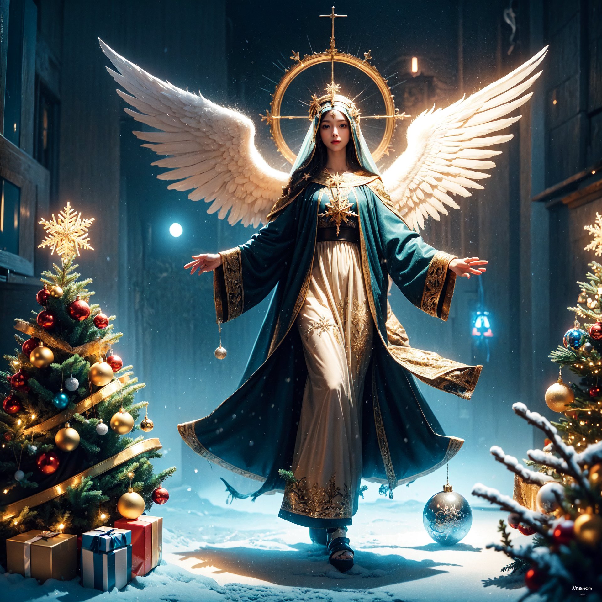 Highly detailed, High resolution scan, Unreal engine, Professional, 64K, UHD, HDR, Movie Poster, Ansel Adams
snowflake, Virgin Mary, archangel, Christmas tree, holy light, UFO,