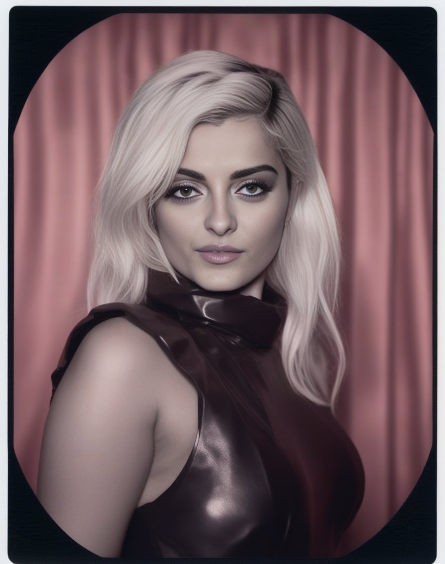 BebeRexha, art by Théophile Schuler, photograph, beefy Woman, Bookbinder, Hurricane, Hyperpunk, film grain, Polaroid, Low shutter, Infrared, extremely beautiful, <lora:BebeRexhaSDXL:1>