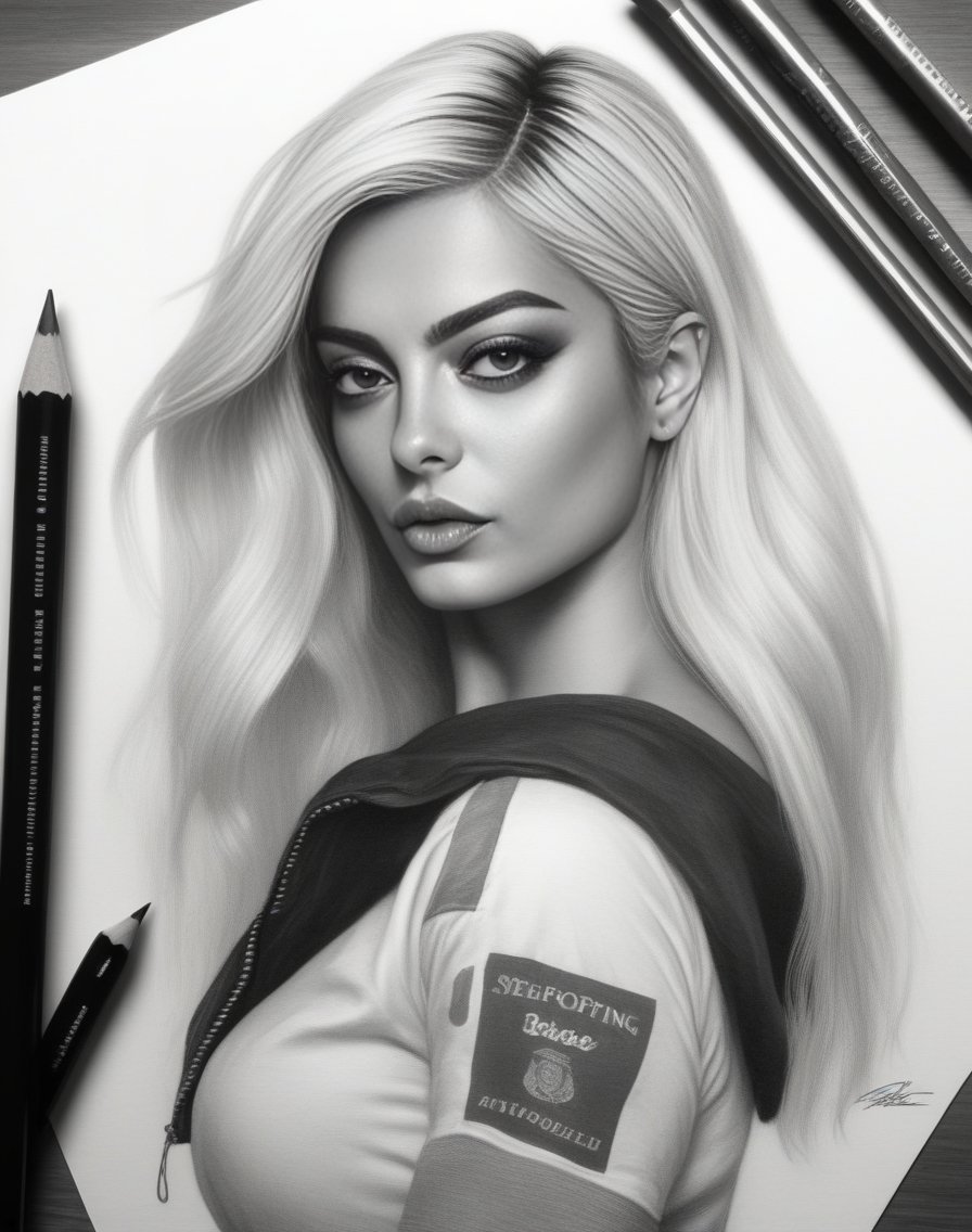 <lora:BebeRexhaSDXL:1>amazing lifelike award winning pencil illustration of BebeRexha shoplifting trending on art station artgerm Greg rutkowski cinematic