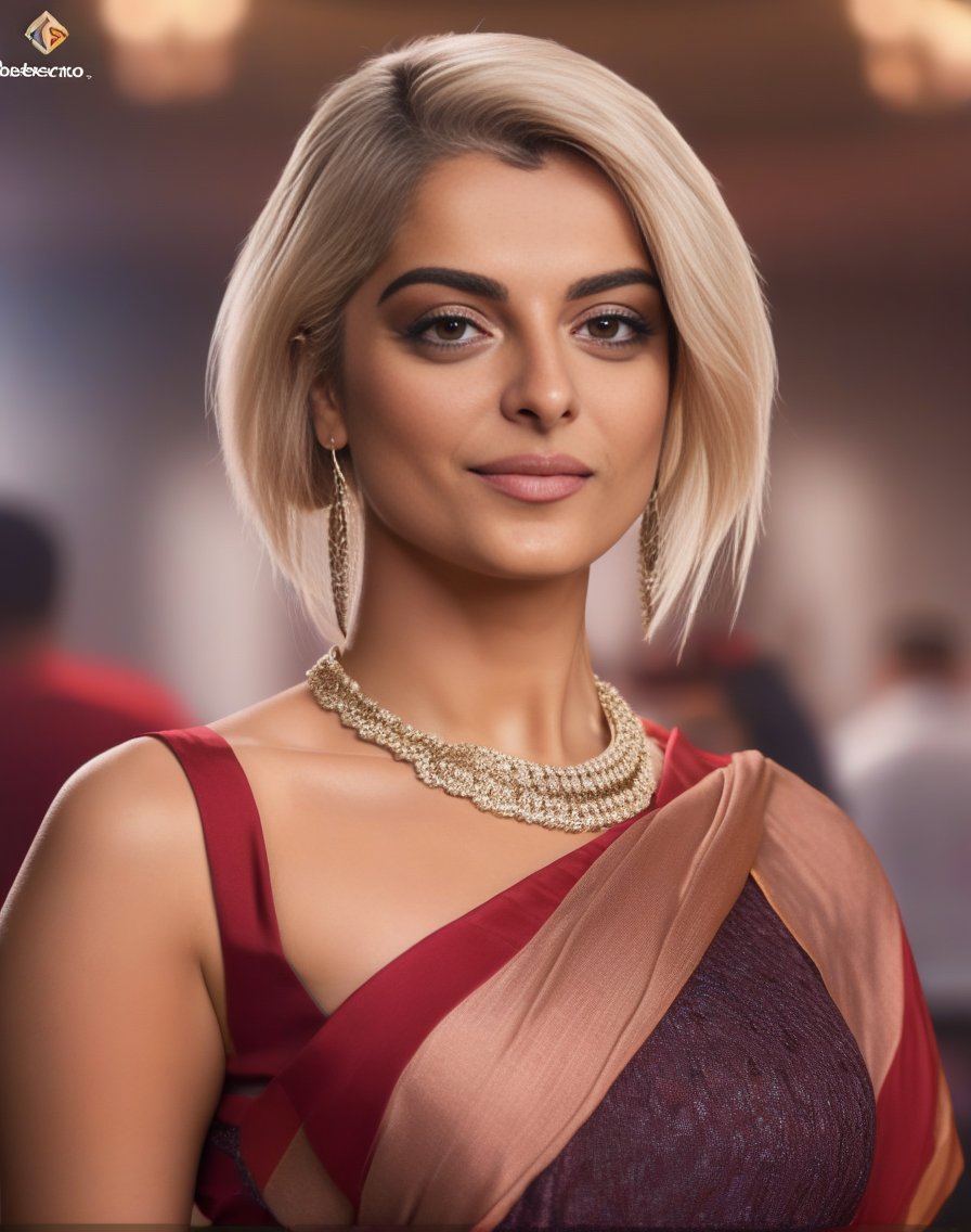 BebeRexha,<lora:BebeRexhaSDXL:1>,woman wearing saree, background blur, portrait, sharp, detailed, uhd, realistic, masterpiece