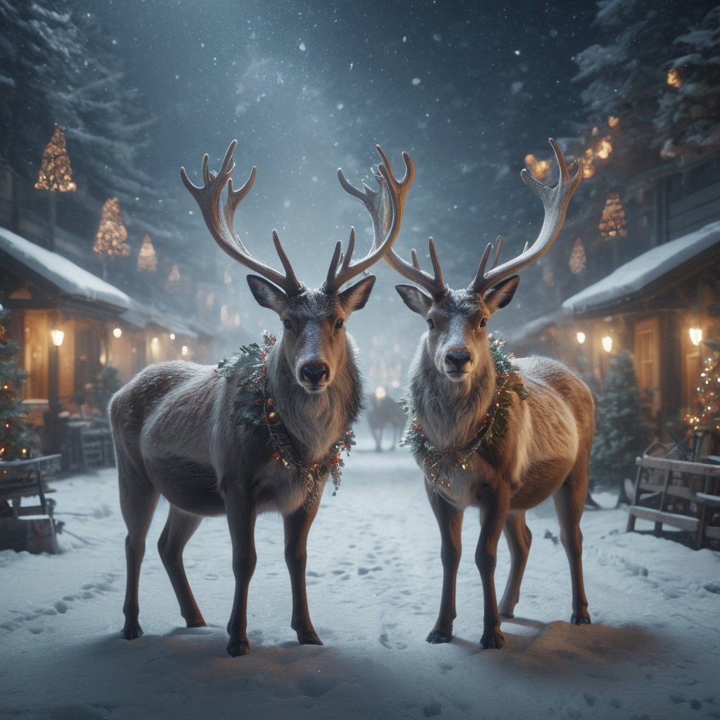 Xmas reindeer,  fantasy,  cinematic,