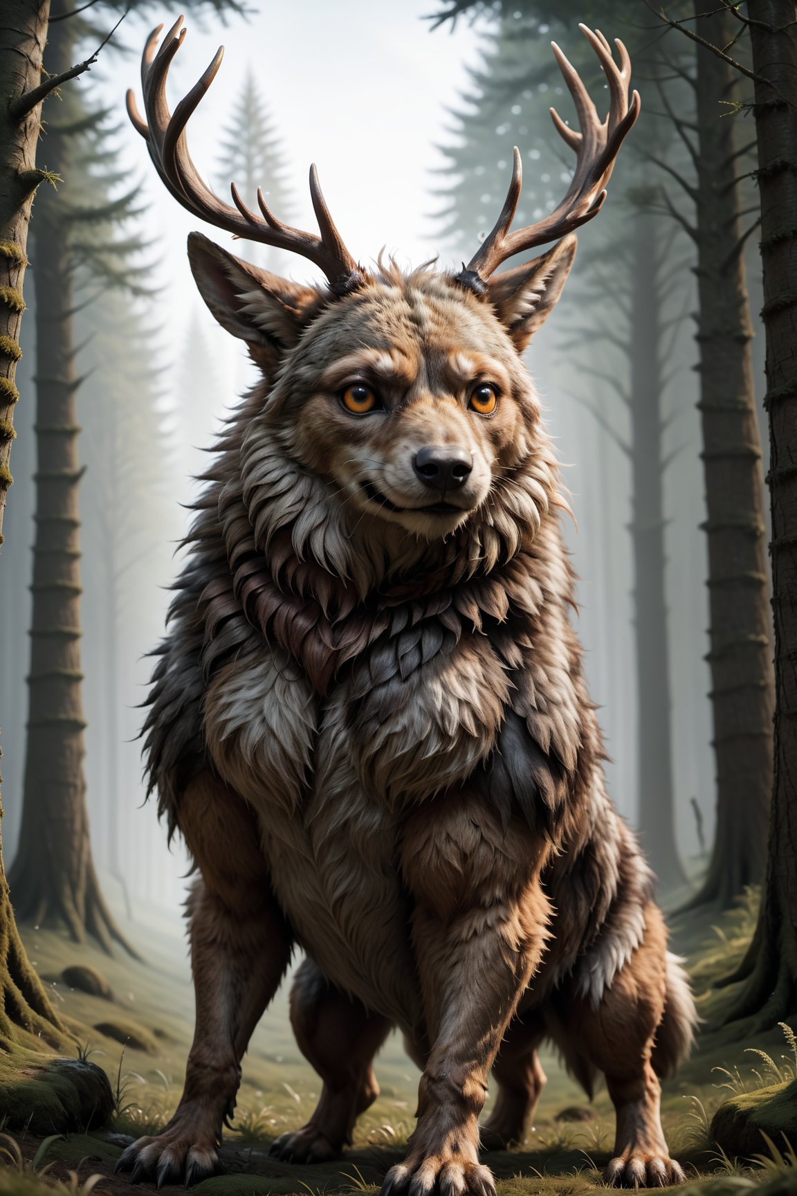 (masterpiece, photorealistic:1.35), (CGI image of a Wolpertinger:1.65), (majestic creature), (the Wolpertinger's fur, created with exquisite details:1.25), (the Wolpertinger's eyes glow:1.31), (the Wolpertinger stands gracefully on a wide meadow:1.1), (the Wolpertinger has a antlers on its head:1.5), (Blender CGI software that can create breathtaking photorealistic scenes:1.2), (surrounded by the quiet beauty of the forest:1.1), (highly detailed landscape:1.25), (the captivating look of the Wolpertinger:1.1), beautiful color correction, Unreal Engine, super resolution, megapixels,




8k wallpaper, awesome, (((masterpiece))), (((best quality))), ((ultra detailed)), (illustration), dynamic angle,