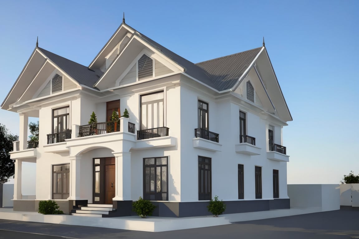 3D render photo of 1 house, beautiful, notable roof, high res, full HD