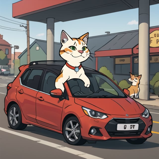 cat driving a car

,toon