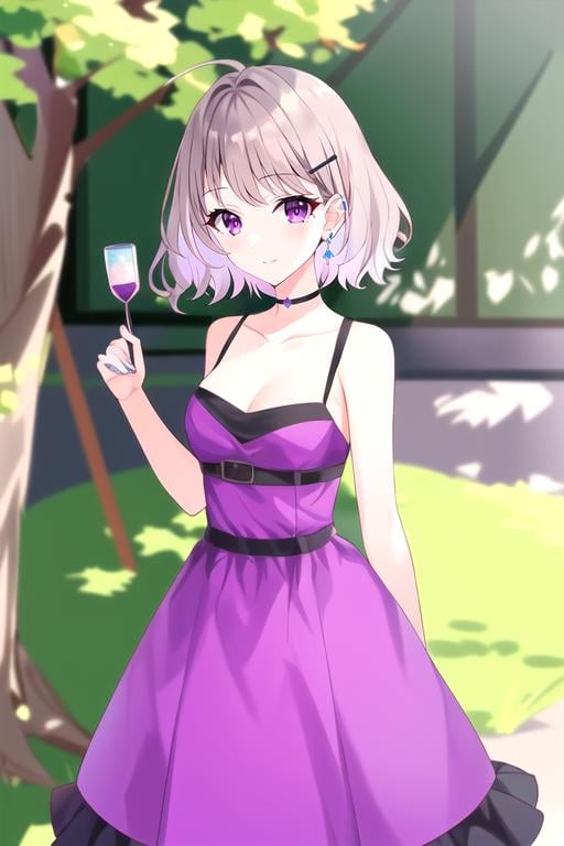 (best quality:1.1), (masterpiece:1.4), , 1girl, solo, looking at viewer, , depth of field, ligne claire, , <lora:akari_tanikita:0.9>, akari_tanikita, grey hair, purple eyes, short hair, , hair ornament, hairclip, , Fairyland: A place where fairies and other magical creatures live,