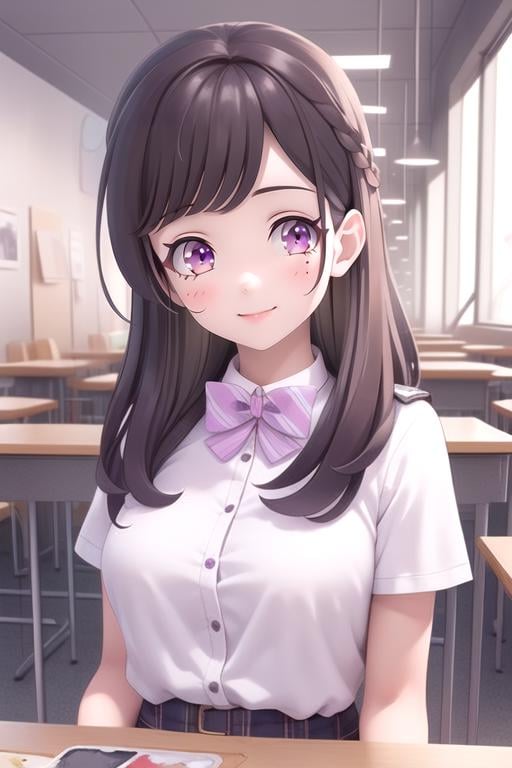 (best quality:1.1), (masterpiece:1.4), game cg, 1girl, solo, looking at viewer, upper body, , (watercolor illustration, soft pastel colors:1.1), realistic, <lora:maria_kurose:0.96>, maria_kurose, brown hair, purple eyes, long hair, , , , , , , paratrooper costume, construction site,