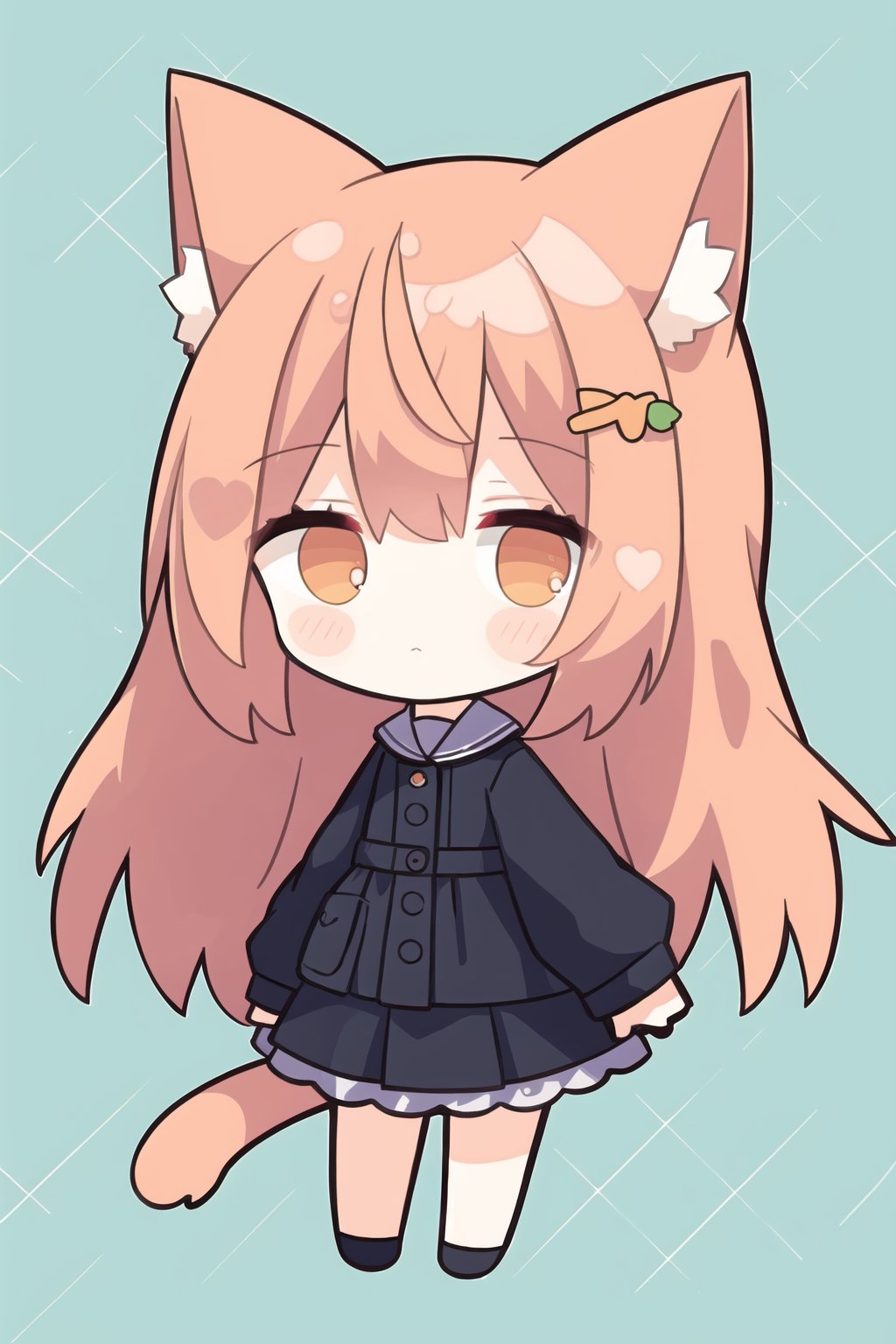 chibi,1girl,solo.orange cat girl,cat likely,animal ears,
