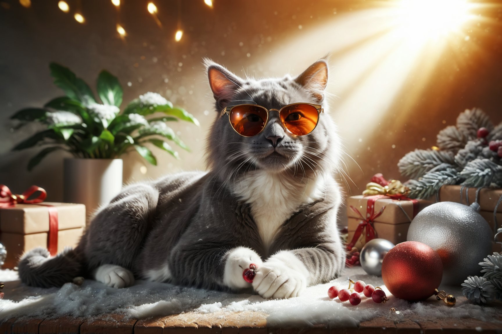 skptheme, cat, dynamic lighting, sunglass, masterpice,  