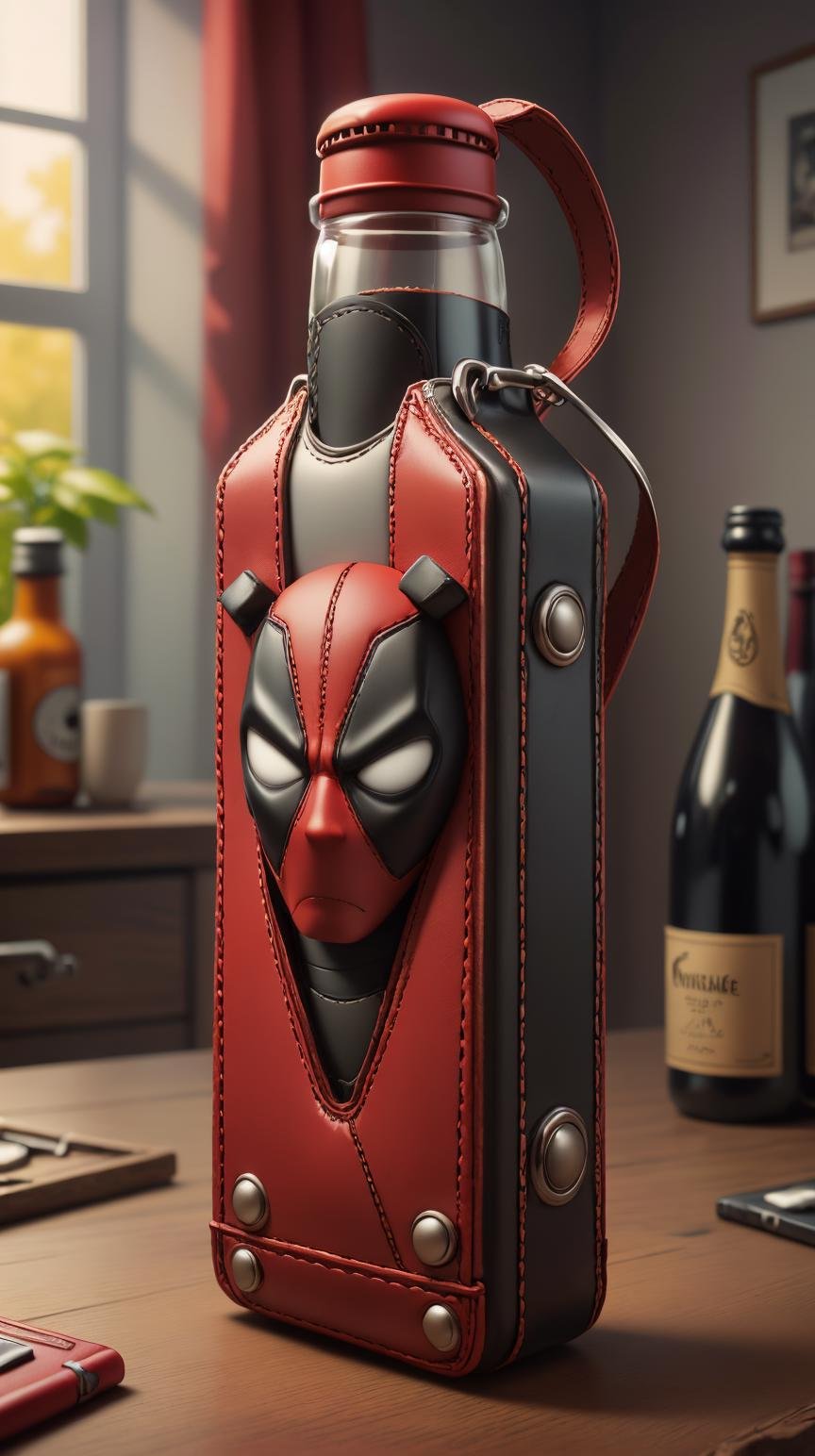 <lora:DeadpoolStyle:1> DeadpoolStyle Bottle opener, (leather:0.6), (Masterpiece:1.3) (best quality:1.2) (high quality:1.1)