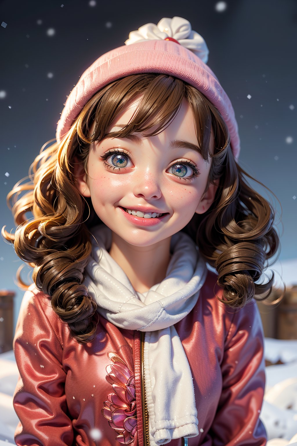 best quality,  cute little girl,  christmas outfit,  cute smiley,  blushing face,  detailed eyes,  detailed lips,  curly hair,  rosy cheeks,  sparkling eyes,  joyful expression,  snowy background,  winter scenery,  soft lighting,  vibrant colors,  festive atmosphere,<lora:EMS-209910-EMS:0.800000>