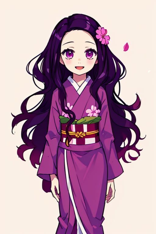 
1girl, 
(child:1.2),
(smile:1.1),
(masterpiece, best quality:1.2), 
(simple background:1.7),
(open mouth:1.1),

kamado nezuko, 1girl, closed mouth, smile, flower, japanese clothes, long fingernails, looking at viewer, petals, pink eyes, purple hair, sitting, solo, ((masterpiece))  
,,<lora:659111690174031528:1.0>