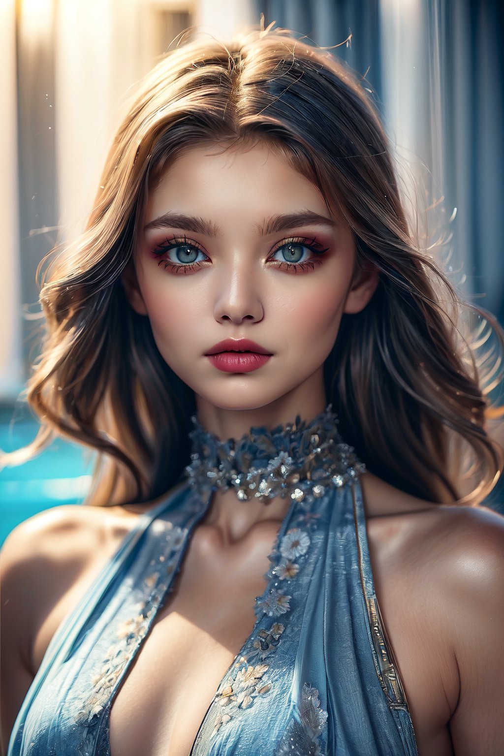 (masterpiece, high quality:1.5), 8K, HDR, 
1girl, well_defined_face, well_defined_eyes, ultra_detailed_eyes, ultra_detailed_face, by FuturEvoLab, 
ethereal lighting, immortal, elegant, porcelain skin, jet-black hair, waves, pale face, ice-blue eyes, blood-red lips, pinhole photograph, retro aesthetic, monochromatic backdrop, mysterious, enigmatic, timeless allure, the siren of the night, secrets, longing, hidden dangers, captivating, nostalgia, timeless fascination, Edge feathering and holy light, Exquisite face, Exquisite face, Exquisite face,Exquisite face