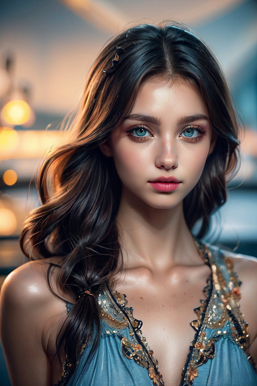 (masterpiece, high quality:1.5), 8K, HDR, 
1girl, well_defined_face, well_defined_eyes, ultra_detailed_eyes, ultra_detailed_face, by FuturEvoLab, 
ethereal lighting, immortal, elegant, porcelain skin, jet-black hair, waves, pale face, ice-blue eyes, blood-red lips, pinhole photograph, retro aesthetic, monochromatic backdrop, mysterious, enigmatic, timeless allure, the siren of the night, secrets, longing, hidden dangers, captivating, nostalgia, timeless fascination, 
