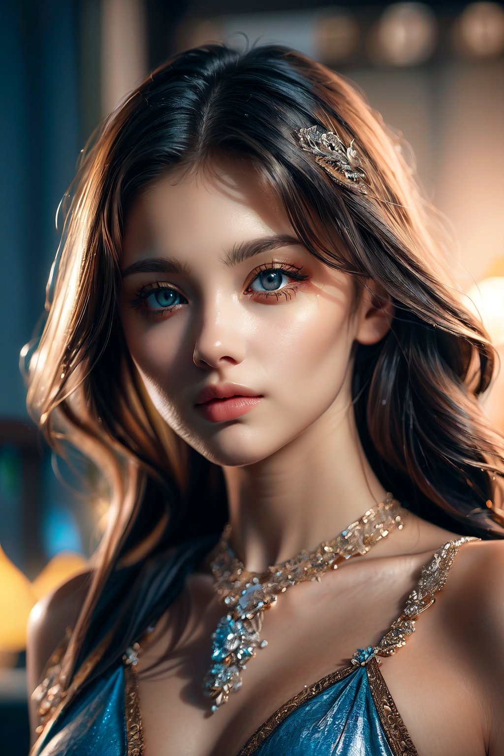 (masterpiece, high quality:1.5), 8K, HDR, 
1girl, well_defined_face, well_defined_eyes, ultra_detailed_eyes, ultra_detailed_face, by FuturEvoLab, 
ethereal lighting, immortal, elegant, porcelain skin, jet-black hair, waves, pale face, ice-blue eyes, blood-red lips, pinhole photograph, retro aesthetic, monochromatic backdrop, mysterious, enigmatic, timeless allure, the siren of the night, secrets, longing, hidden dangers, captivating, nostalgia, timeless fascination, Edge feathering and holy light, Exquisite face, Exquisite face, Exquisite face,Exquisite face