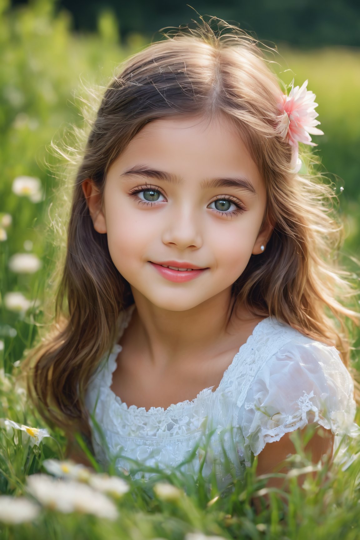 (best quality,  4k,  8k,  highres,  masterpiece:1.2),  ultra-detailed,  (realistic,  photorealistic,  photo-realistic:1.37),  beautiful detailed eyes,  beautiful detailed lips,  extremely detailed eyes and face,  longeyelashes,  little girl,  cute girl,  cute smile,  outdoor,  illustration,  pastel colors,  soft lighting,  happy expression,  green garden,  flowers,  grass,  sunshine,<lora:EMS-214268-EMS:0.800000>