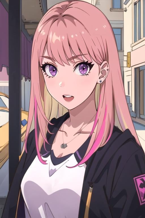 (best quality:1.1), (masterpiece:1.4), photorealistic, 1girl, solo, looking at viewer, upper body, depth of field, , , <lora:nikoru_yamana:0.82>, nikoru_yamana, pink hair, purple eyes, long hair, bangs, , , , , , ancient rome,