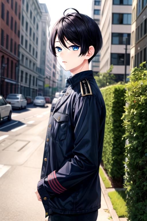 (best quality:1.1), (masterpiece:1.4), , 1boy, solo, male focus, , , , , , <lora:mikoto_yuzuki:0.76>, mikoto_yuzuki, black hair, blue eyes, short hair, , , world war 2, 12k resolution