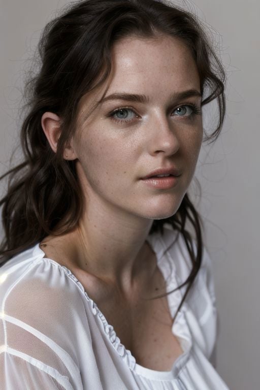 Amelia,face portrait,high resolution, sexy, realistic, realism,sexy, (clothing:1.5), (see-though loose black dress:1.2), white bra visible though shirt,