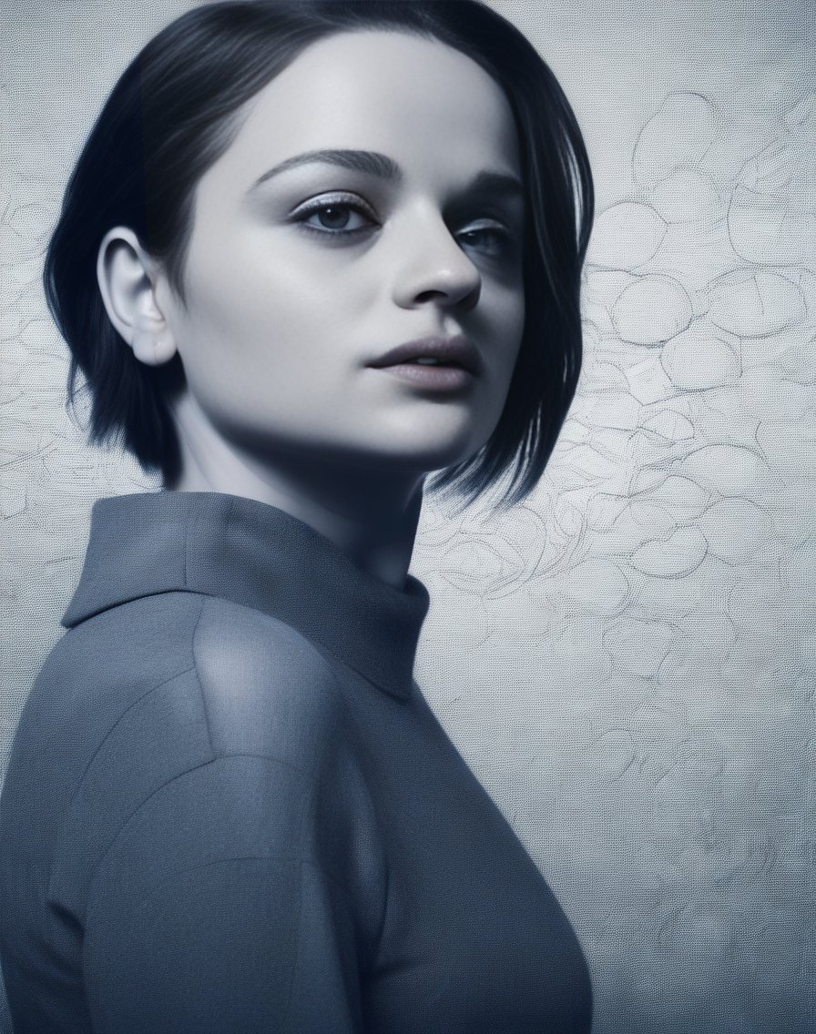 JoeyKing, portrait, surreal,close up of a Sleek Woman, Winter, deep focus, Dark, Bloom light, art by Stephen Hillenburg,  <lora:JoeyKingSDXL:1>