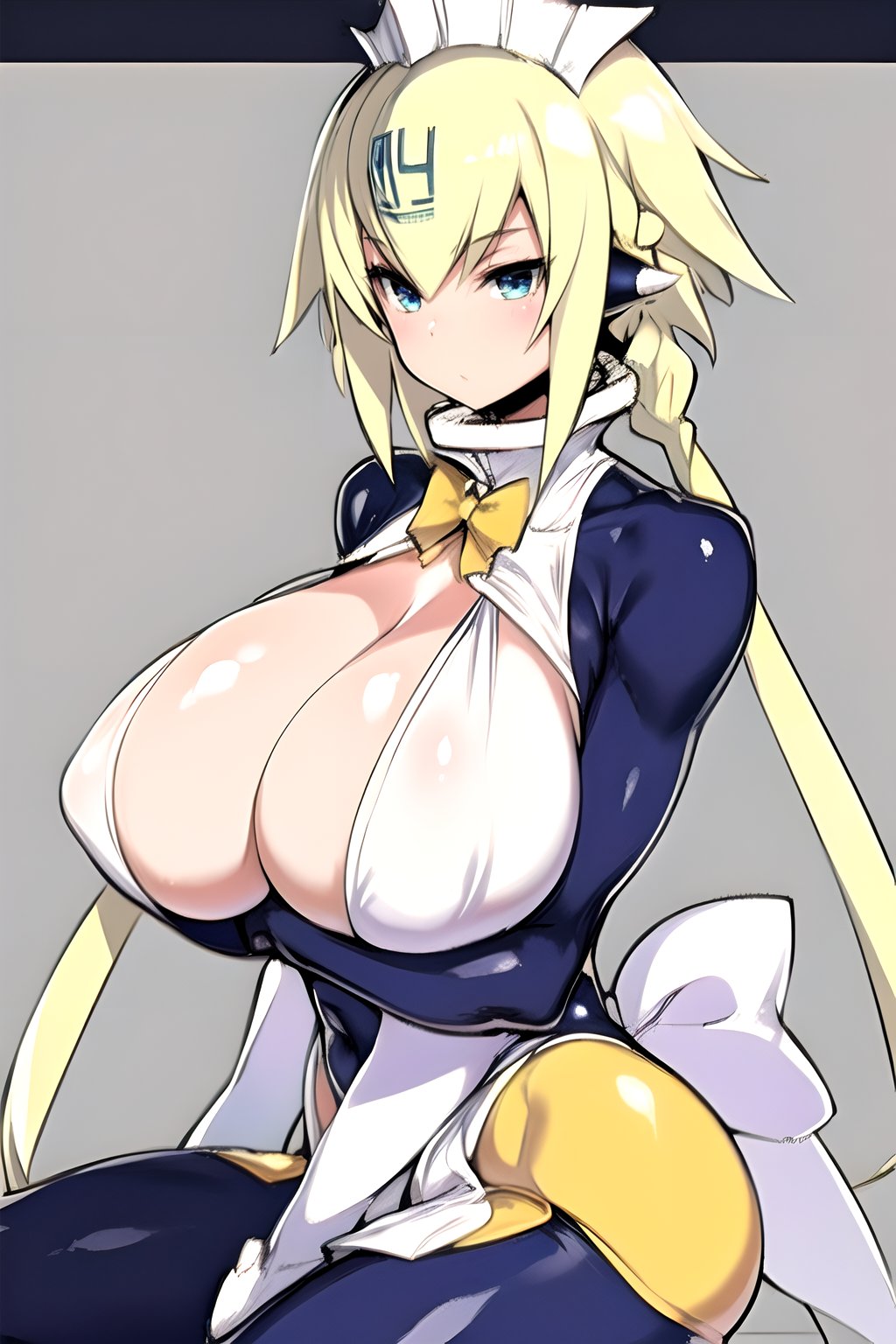 emera, huge breasts, perfect breasts, blonde hair, braid, twin tails,Emera