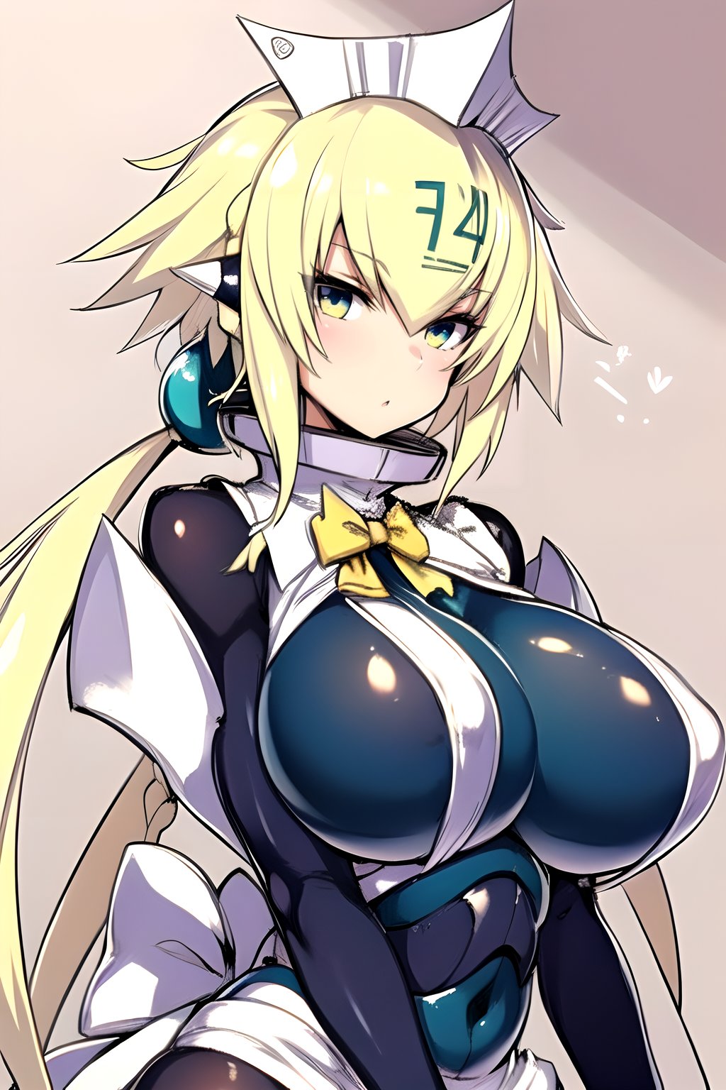 emera, huge breasts, perfect breasts, blonde hair, braid, twin tails,Emera