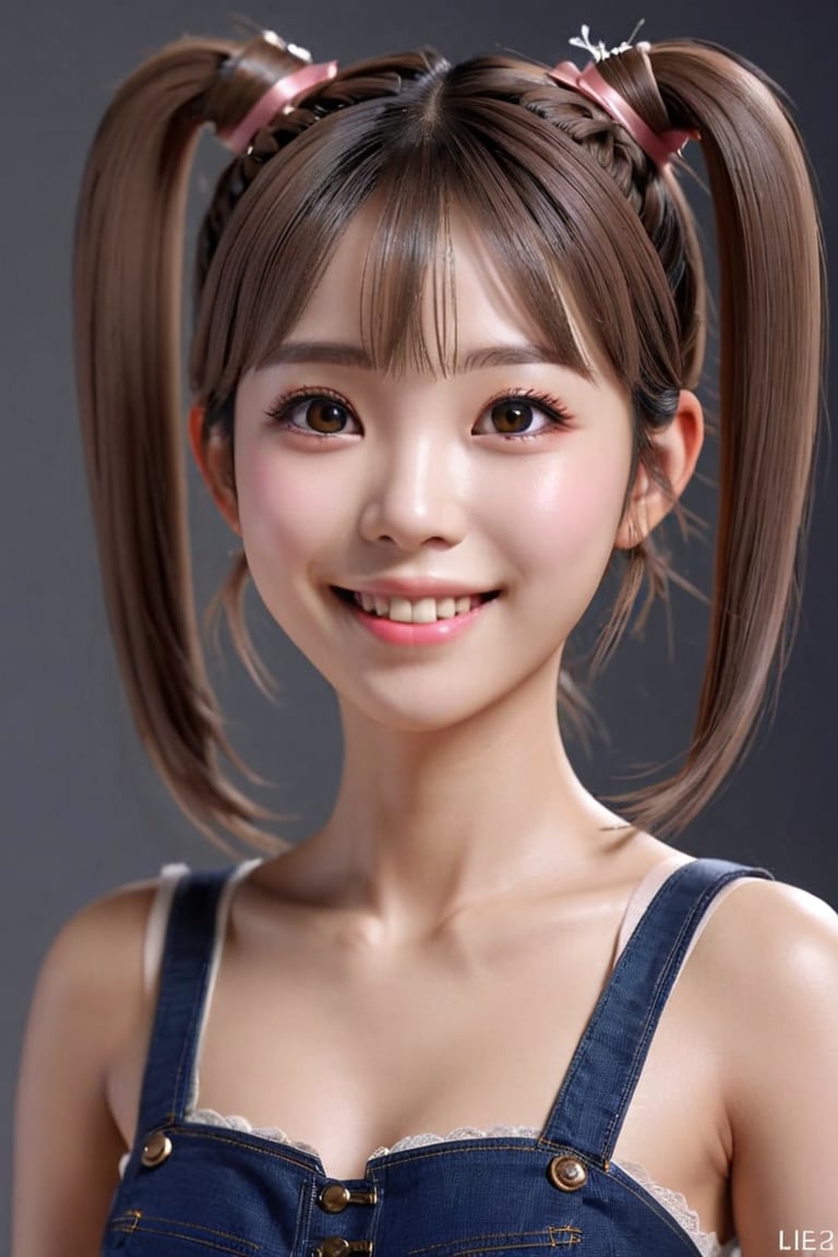 masterpiece, best quality, high resolution, lifelike texture, limited palette, accent lighting, detailed face, detailed eyes, detailed skin, extremely detailed, intricate details,  dr24leedahye, smile, twintails