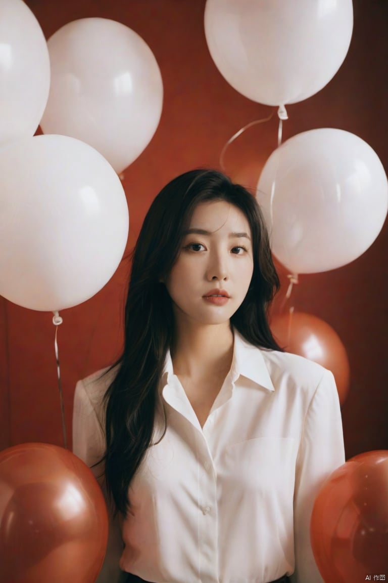  breathtaking cinematic film still,Cowboy_Shot,blouse,a cinematic fashion portrait photo of beautiful young woman from the 90s wearing a red turtleneck standing in the middle of a ton of white balloons,dramatic lighting,taken on a hasselblad medium format camera,looks like liuyifei,white balloon,shallow depth of field,vignette,highly detailed,high budget,bokeh,cinemascope,moody,epic,gorgeous,film grain,grainy . award-winning,professional,highly detailed,sc,monkren,, monkren