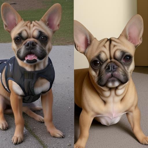 onoff, side by side photo of a dog wearing a vest <lora:onOffLora_v150:1>