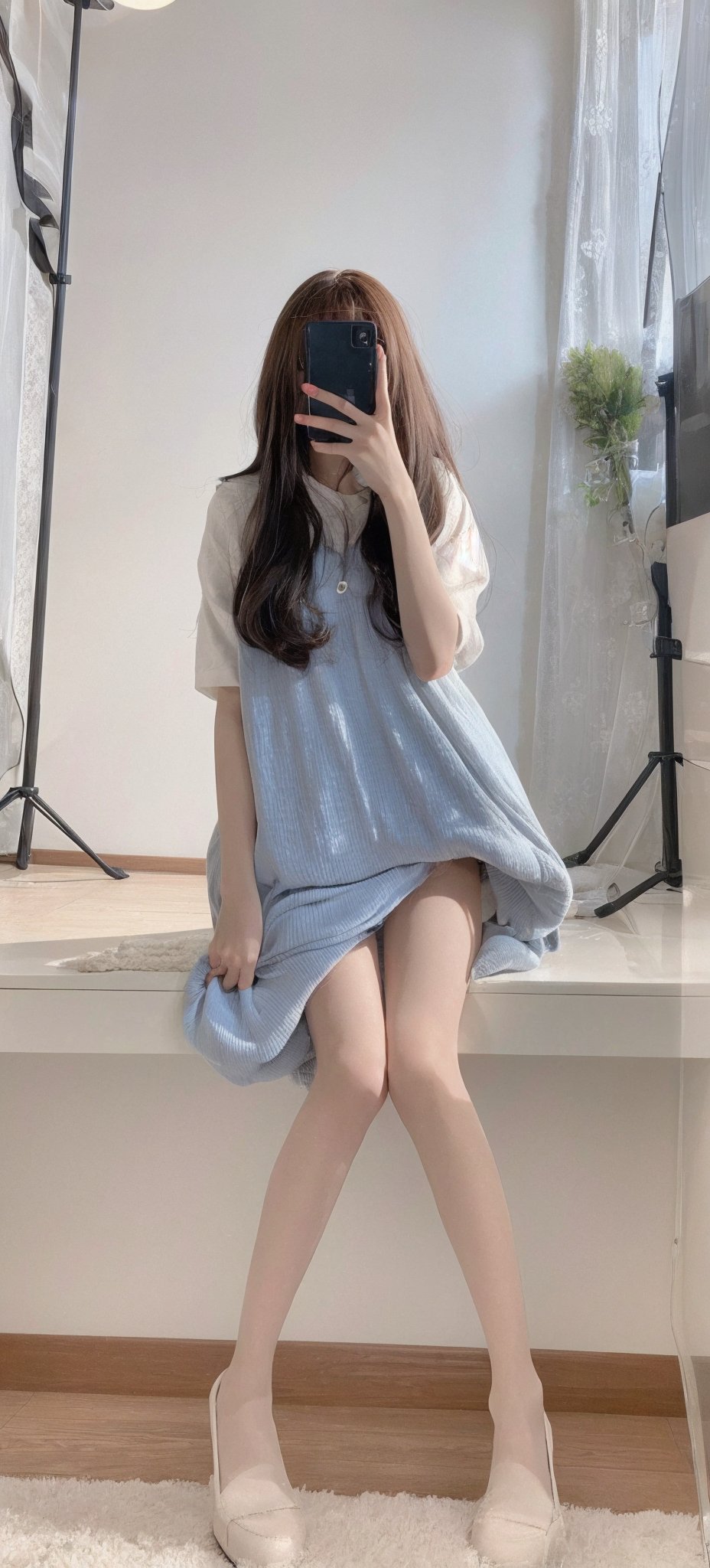  Best quality,1girl named aki, (aki's face),aki,long wavy hair,good proportions,shapely body, dress, indoors, full_body,xtt