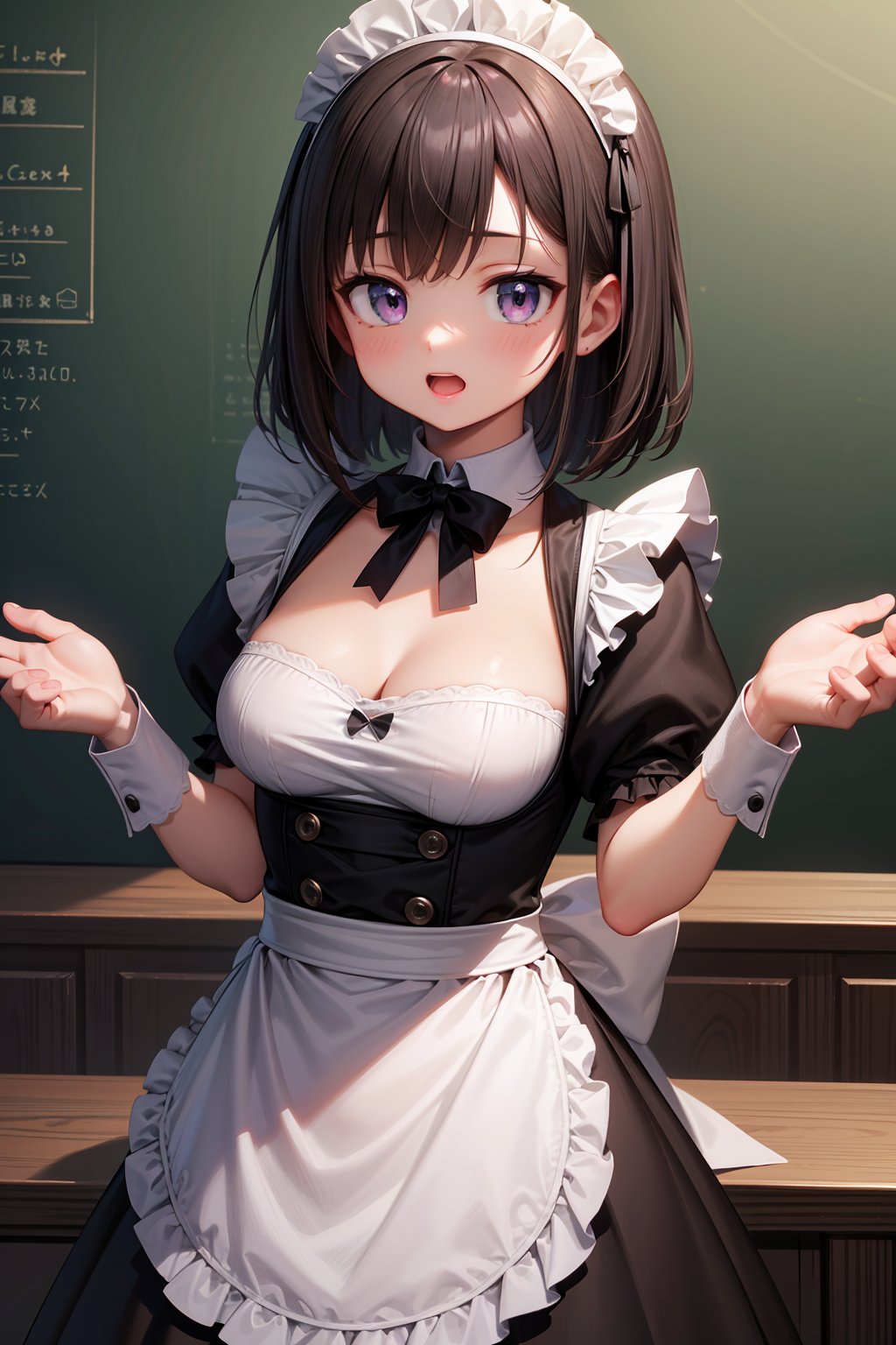 ((masterpiece, best quality, ultra-detailed, very fine 8KCG wallpapers)), 1girl, solo, medium breasts, maid, cafe, nice hands, perfect hands,