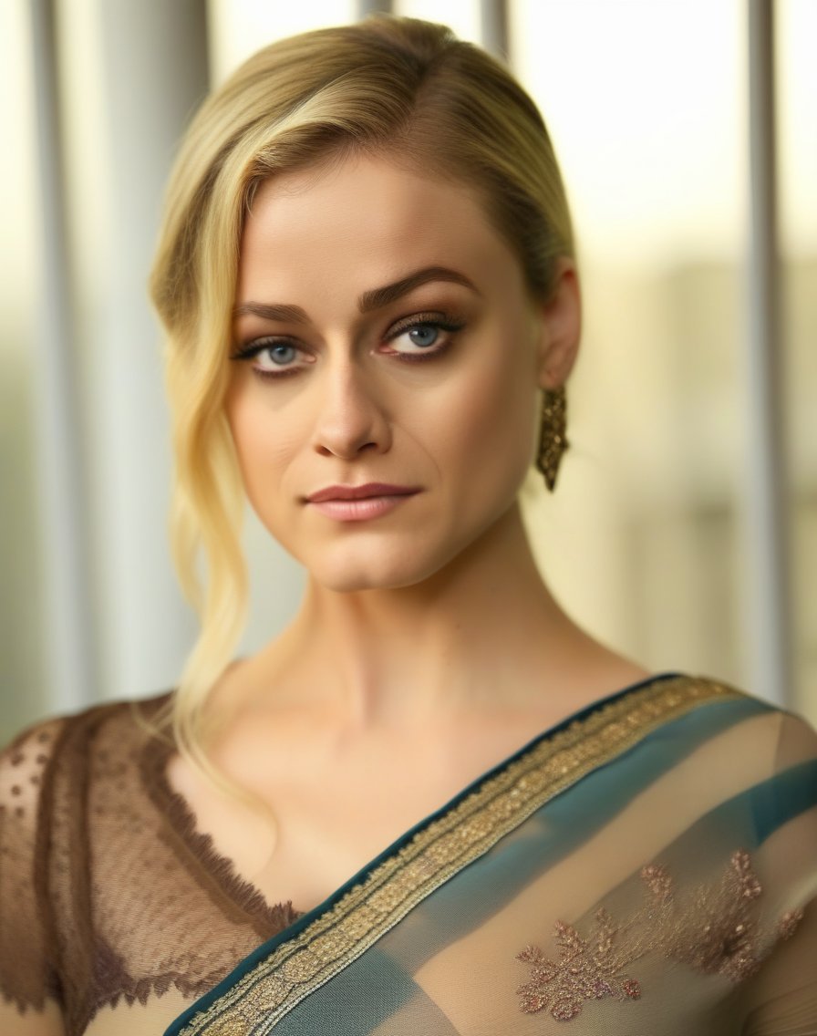 OliviaTaylorDudley,<lora:OliviaTaylorDudleySDXL:1>,woman wearing saree, background blur, portrait, sharp, detailed, uhd, realistic, masterpiece