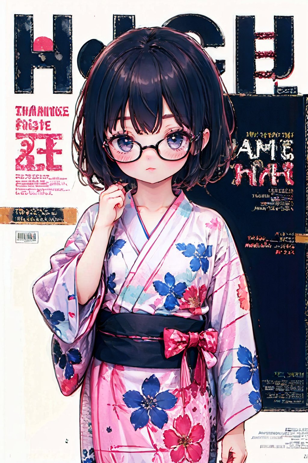  1girl, eyewear,long_hair, white_background,, yinyou, yukata re