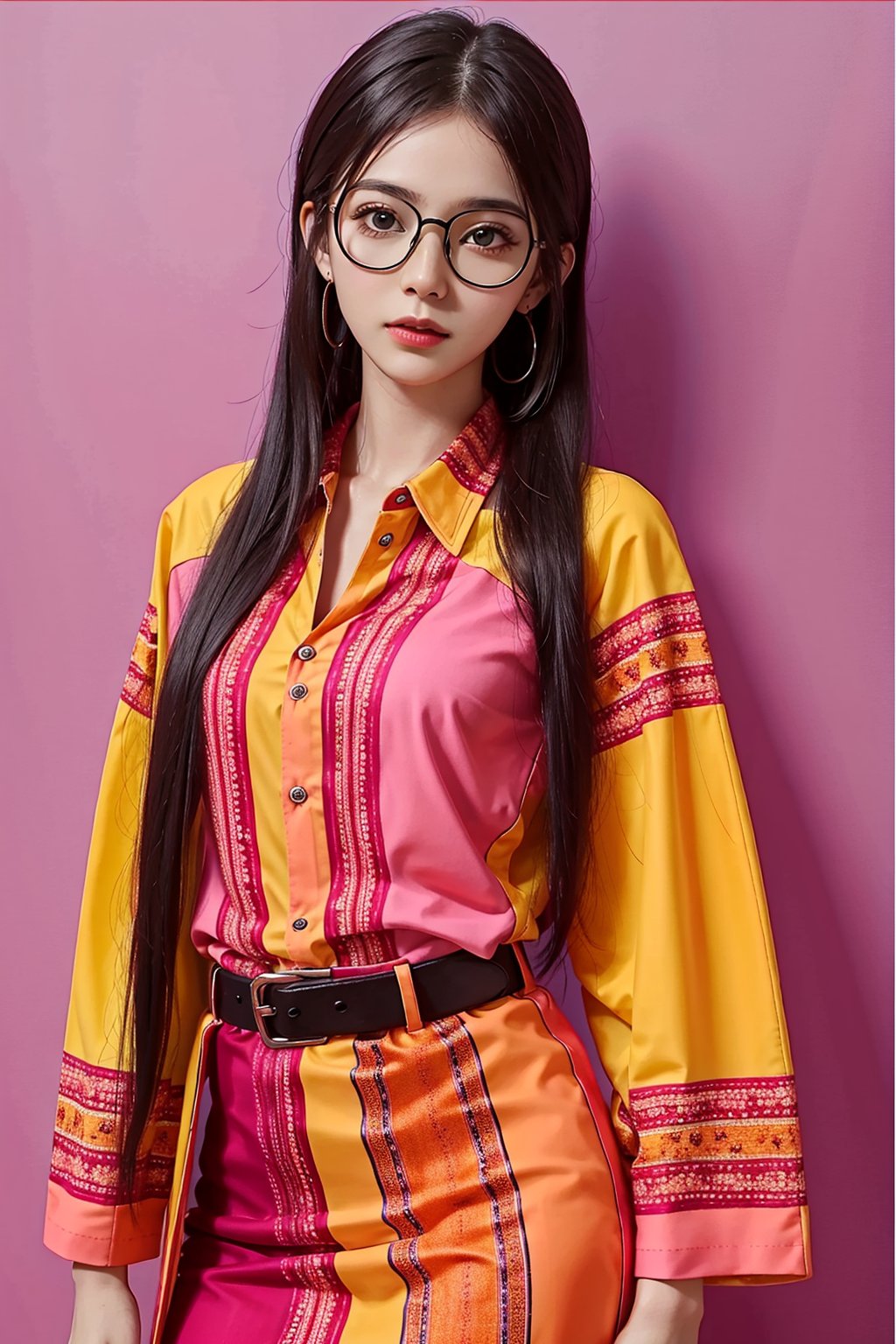  1girl, eyewear,long_hair, looking at viewer,cowboy shot, liuti,colorful clothes,